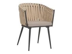 Silla de comedor MCW-N38 (set de 2), cojín crema marrón claro