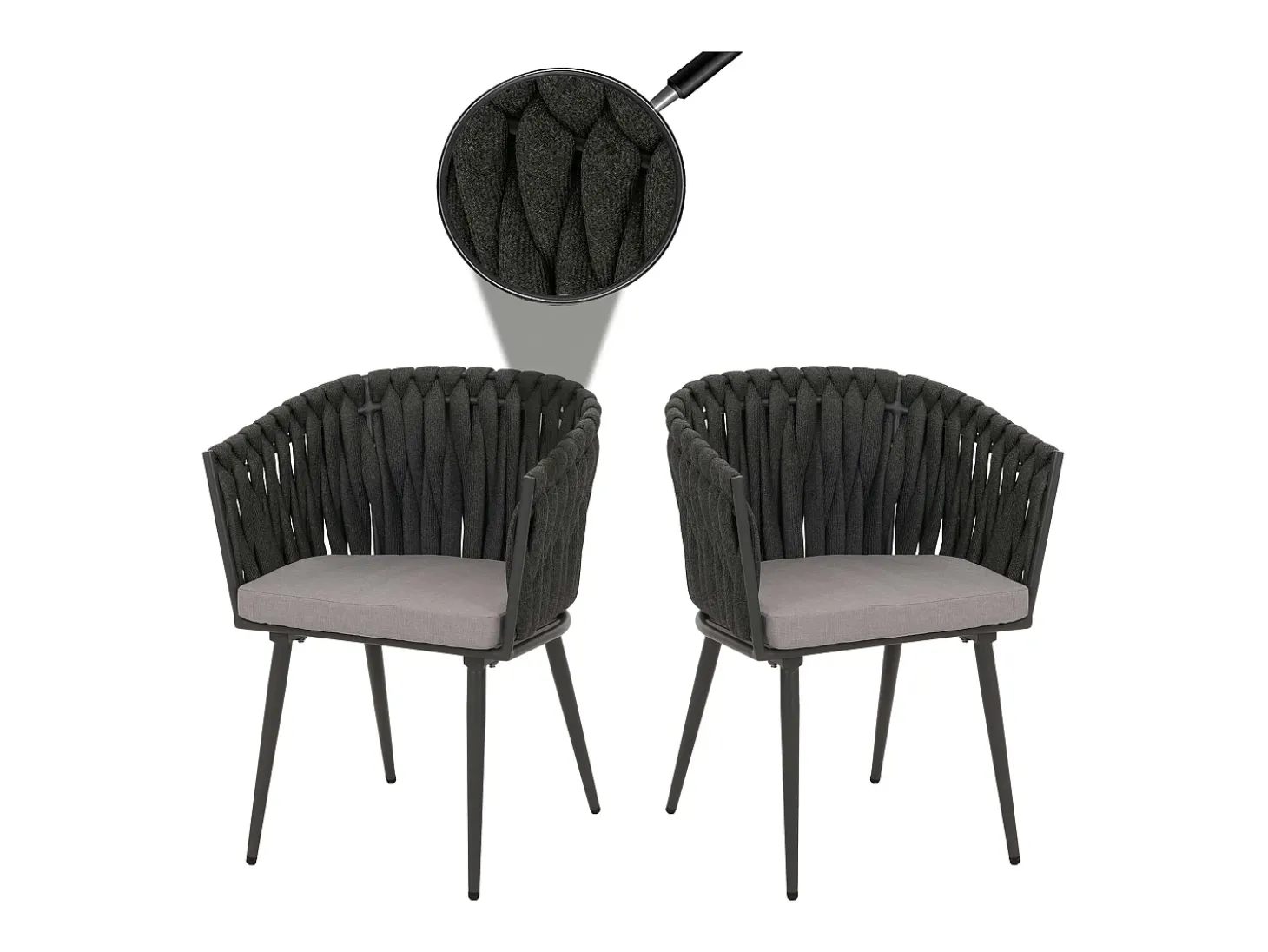 Silla de comedor MCW-N38 (set de 2), cojín antracita gris claro