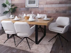 Silla de comedor MCW-N74 (set de 2), crema