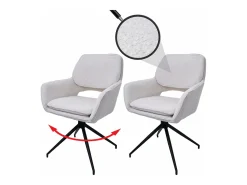 Silla de comedor MCW-N74 (set de 2), crema