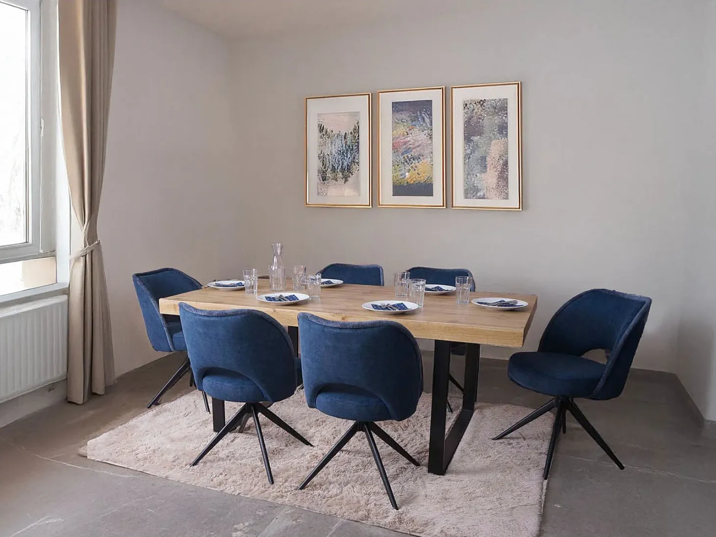 Silla de comedor MCW-N72 (set de 2), azul