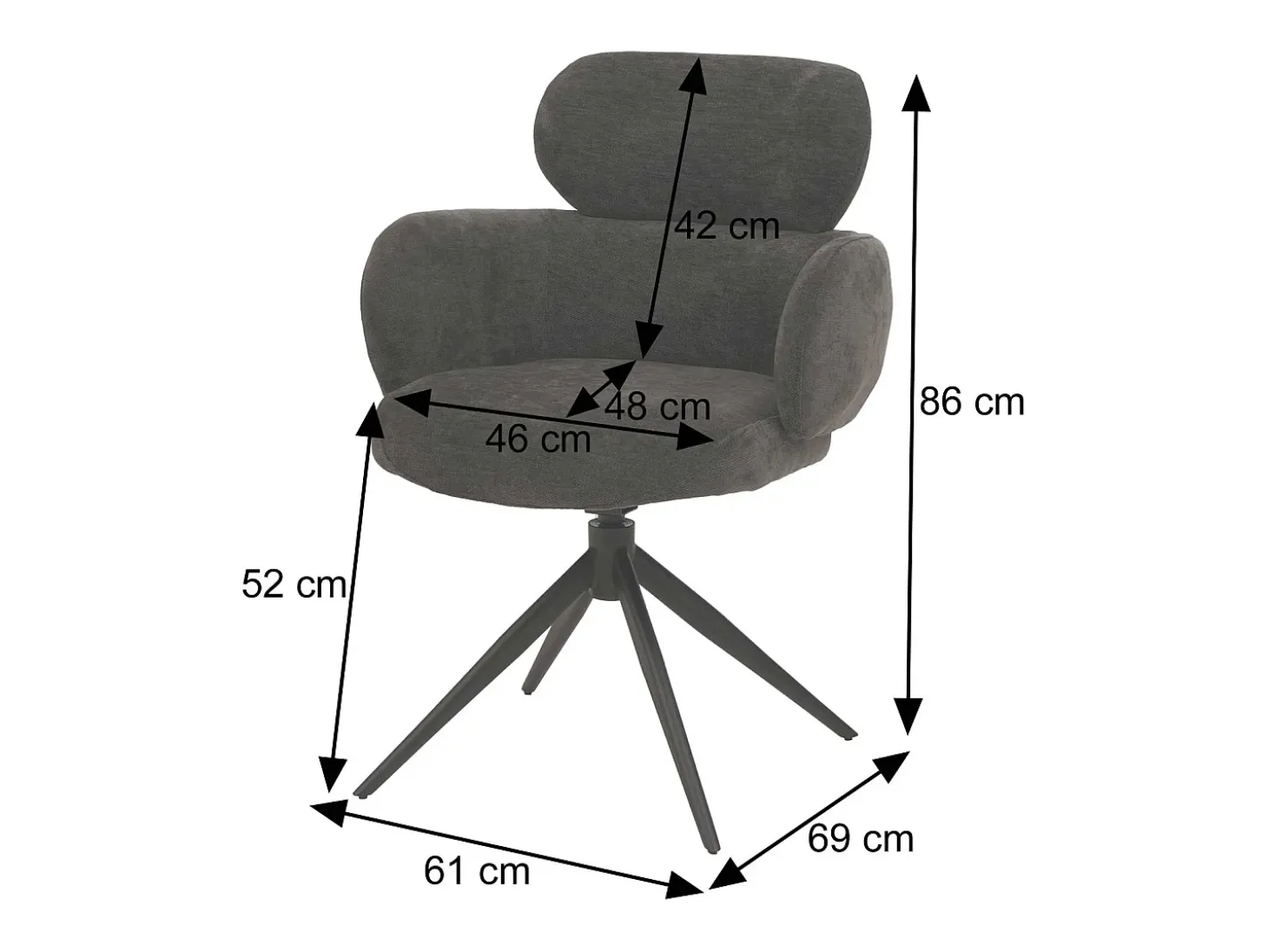 Silla de comedor MCW-O77, gris azulado