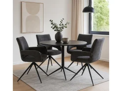Silla de comedor MCW-O78, gris oscuro