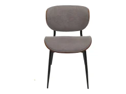 Silla de comedor MCW-O45 (juego de 6), aspecto nogal, gris claro