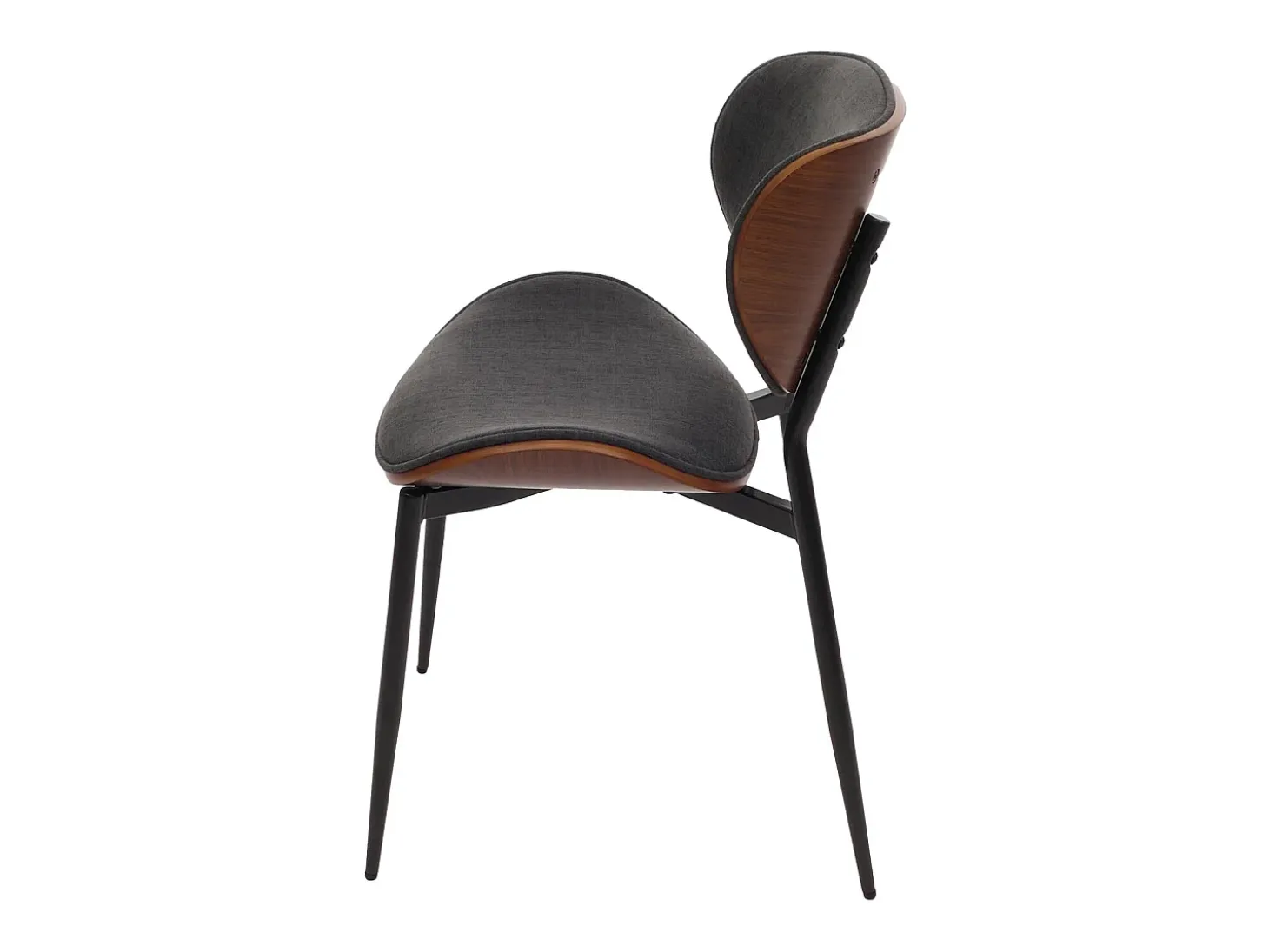 Silla de comedor MCW-O45 (juego de 6), aspecto nogal, gris oscuro