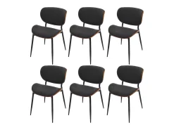 Silla de comedor MCW-O45 (juego de 6), aspecto nogal, gris oscuro