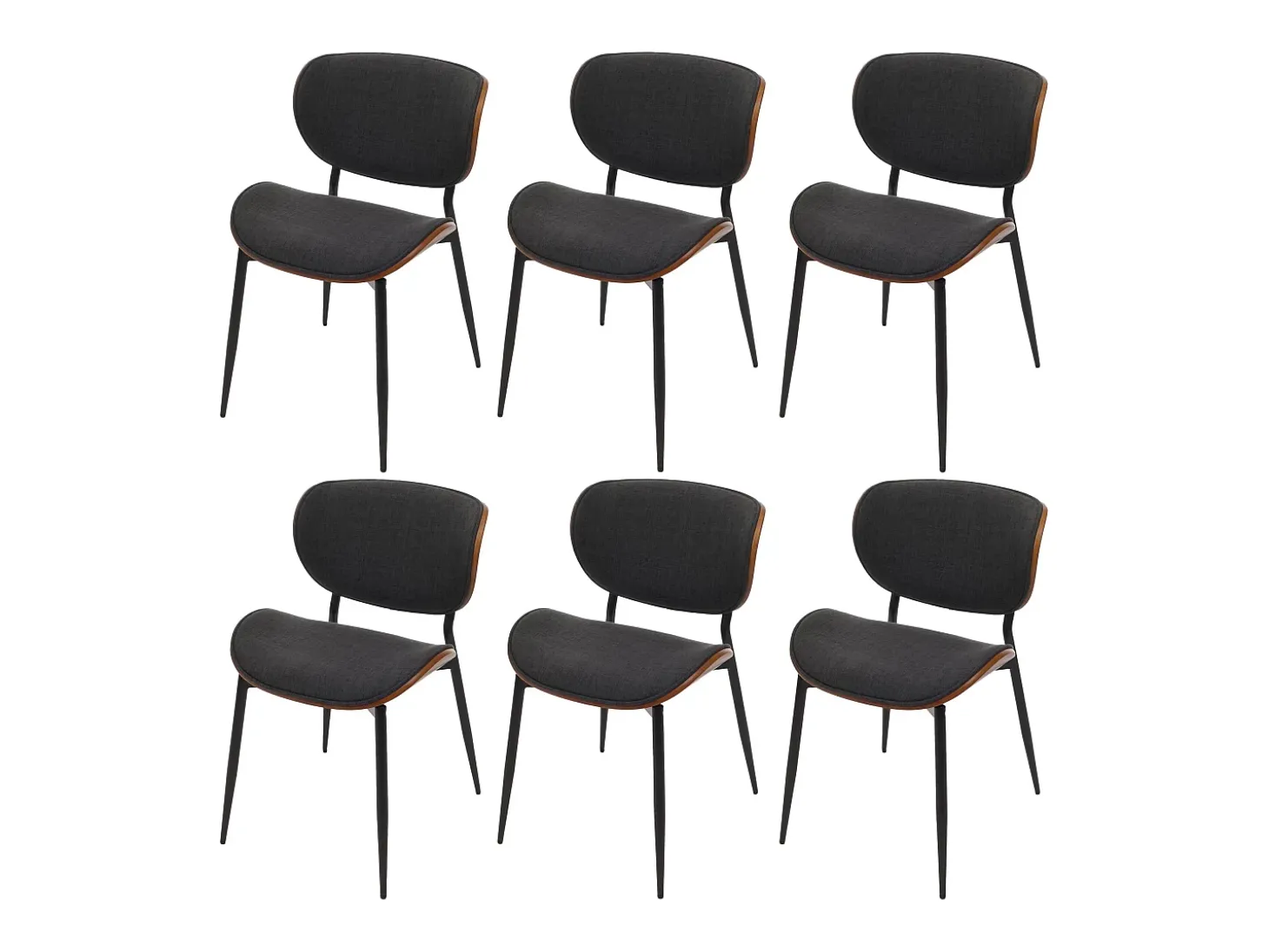 Silla de comedor MCW-O45 (juego de 6), aspecto nogal, gris oscuro