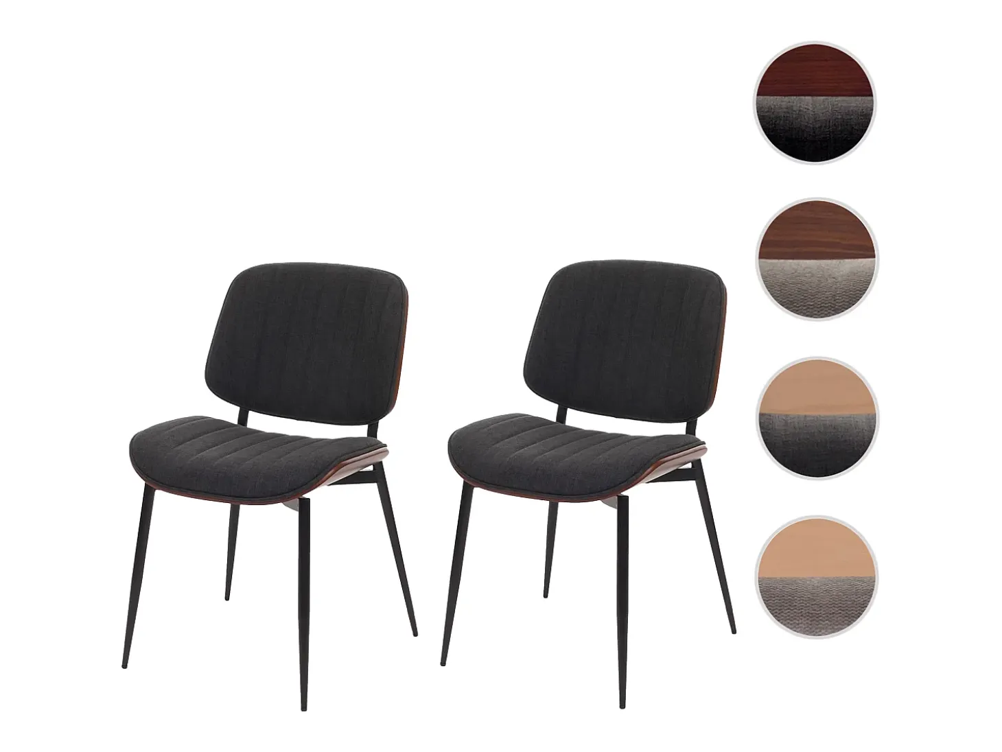 Silla de comedor MCW-O44 (set de 2), aspecto nogal, gris oscuro