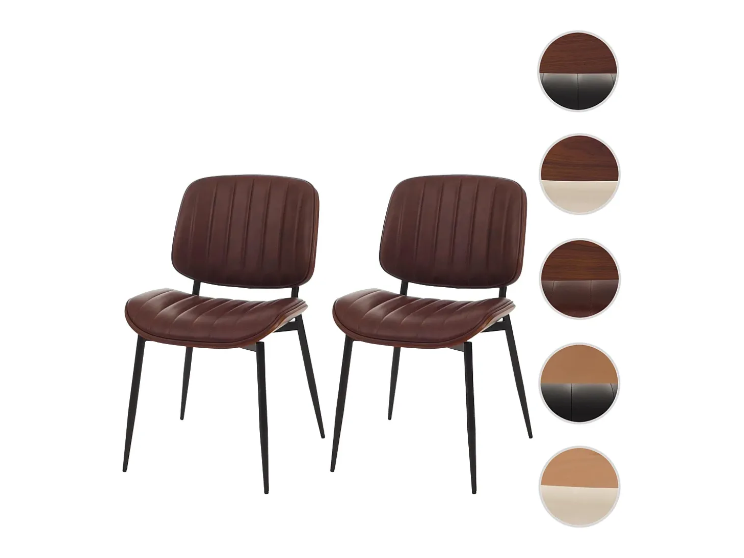 Silla de comedor MCW-O44 (set de 2), aspecto nogal, marrón vintage