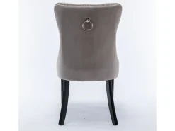 Silla de comedor moderna, tapizada, madera maciza, base de madera, remaches decorativos, juego de 2, gris (65x50x95 cm)