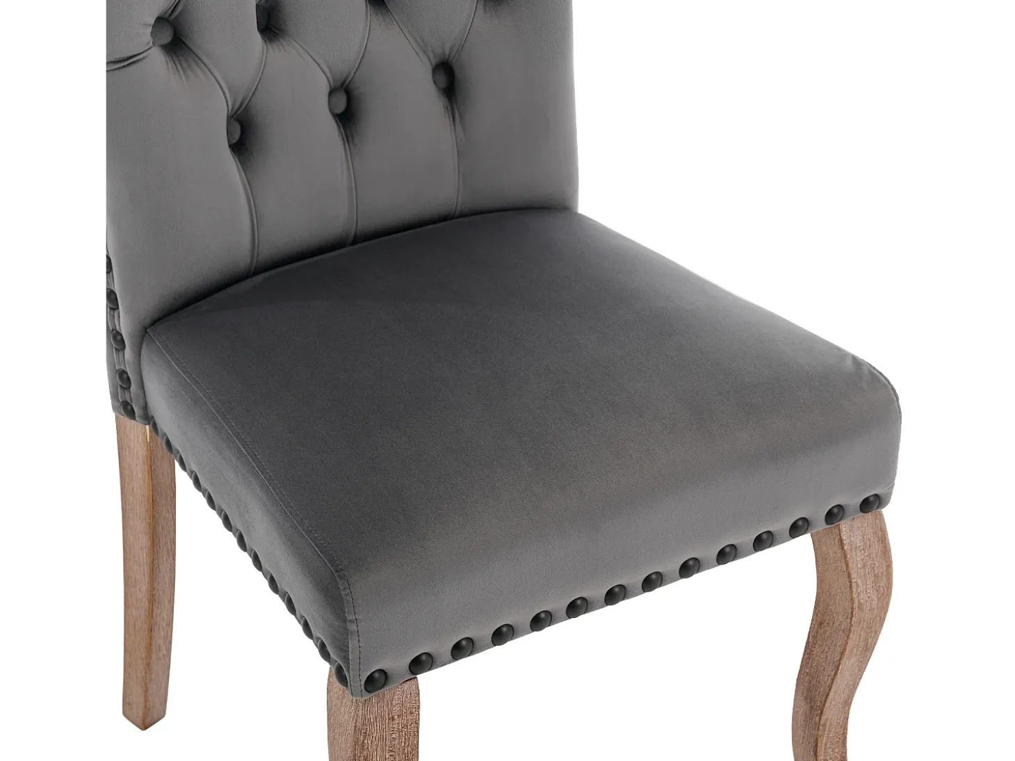 Silla de comedor moderna, en terciopelo gris, con respaldo y patas de madera maciza, juego de 6 (49x63x95 cm)