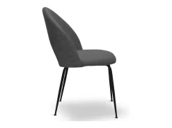 Silla de comedor Paola en microfibra nobuk gris oscuro con patas de metal negro