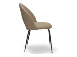 Silla de comedor Paola en microfibra nobuk marrón claro con patas de metal negro