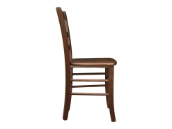 Silla de comedor rústica en nogal oscuro con asiento de madera maciza