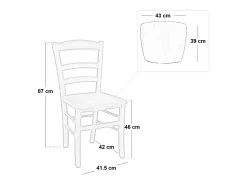 Silla de comedor rústica en nogal oscuro con asiento de madera maciza