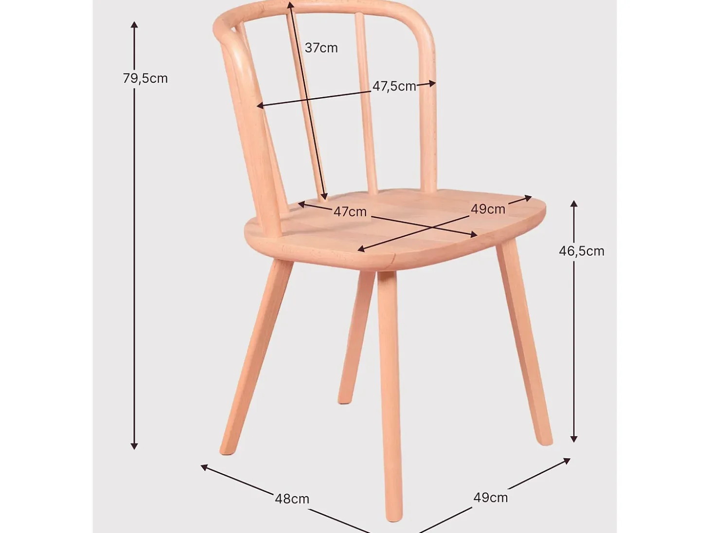 Silla de comedor rústica en madera de haya natural - Organic - Haya natural