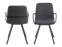 Silla de comedor Selina con reposabrazos color gris.