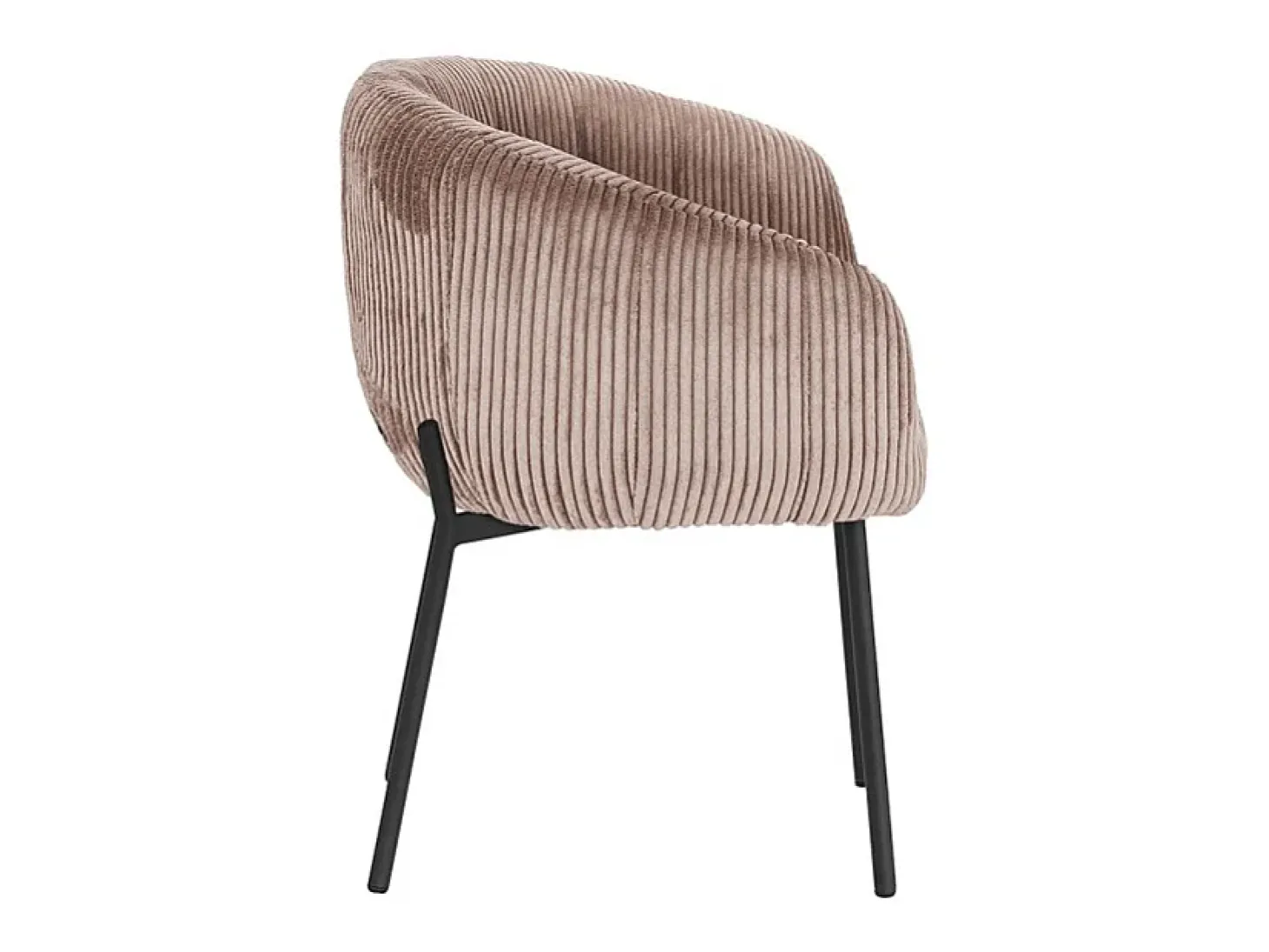Silla de comedor SEVILLE – Terciopelo de pana arena – Con reposabrazos – Patas de metal negro – Estilo diseño / industrial