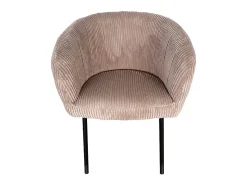 Silla de comedor SEVILLE – Terciopelo de pana arena – Con reposabrazos – Patas de metal negro – Estilo diseño / industrial