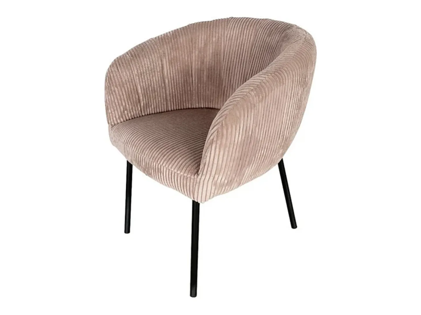 Silla de comedor SEVILLE – Terciopelo de pana arena – Con reposabrazos – Patas de metal negro – Estilo diseño / industrial