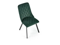 Silla de comedor tapizada en terciopelo verde oscuro con patas de metal negro ODUNA