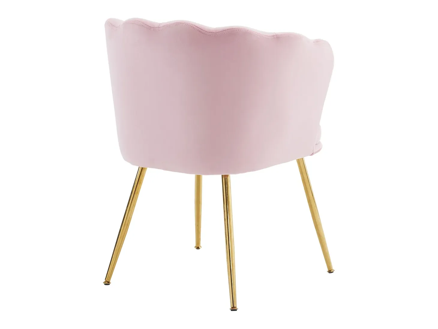 Silla de comedor tapizada de terciopelo con cojín y patas de metal - Respaldo de pétalos - Madera - Rosa (2 piezas)