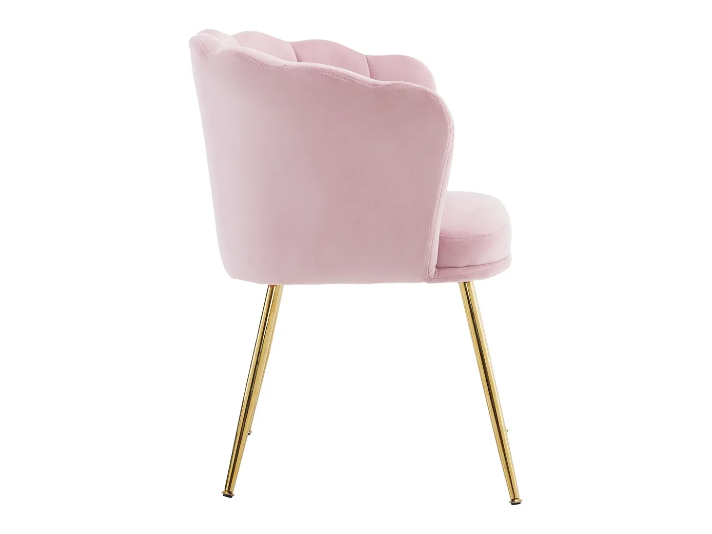 Silla de comedor tapizada de terciopelo con cojín y patas de metal - Respaldo de pétalos - Madera - Rosa (2 piezas)