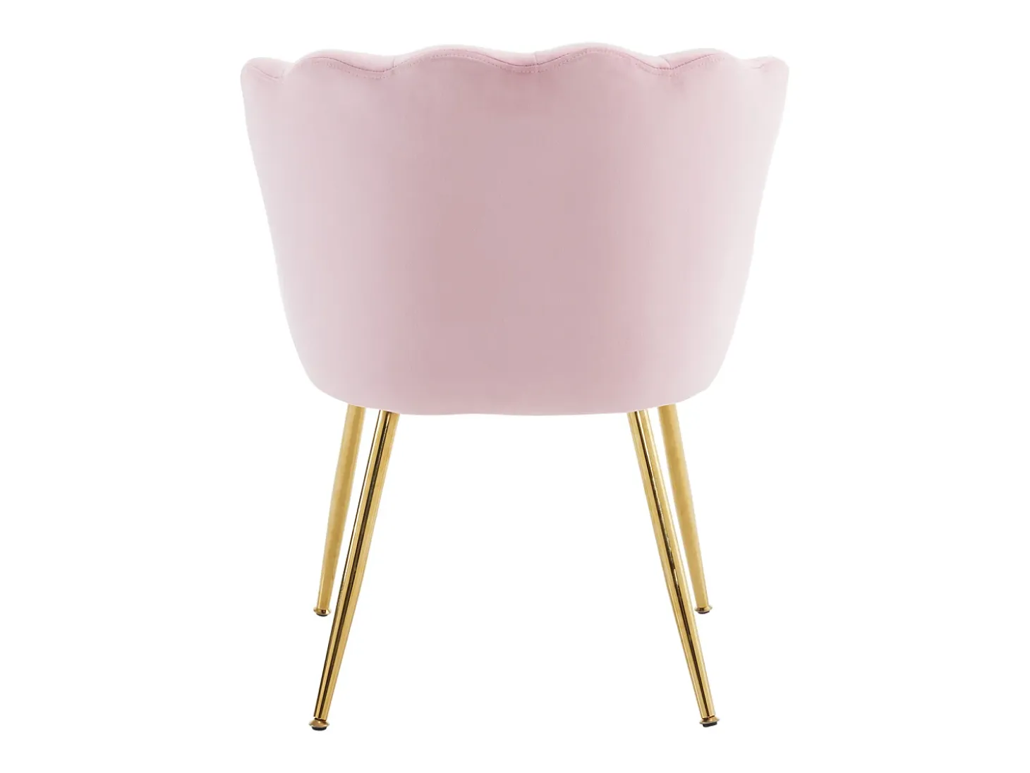 Silla de comedor tapizada de terciopelo con cojín y patas de metal - Respaldo de pétalos - Madera - Rosa (2 piezas)