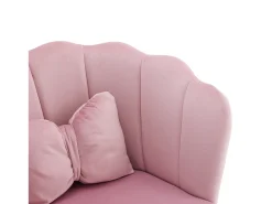 Silla de comedor tapizada de terciopelo con cojín y patas de metal - Respaldo de pétalos - Madera - Rosa (2 piezas)