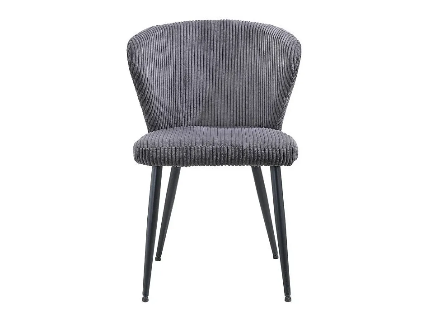 Silla de comedor TORONTO – Terciopelo acanalado gris – Patas de metal negro – Estilo diseño