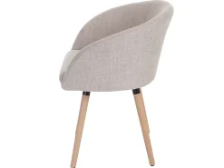 Silla de comedor Vaasa T633 (juego de 6), Textil, crema/gris