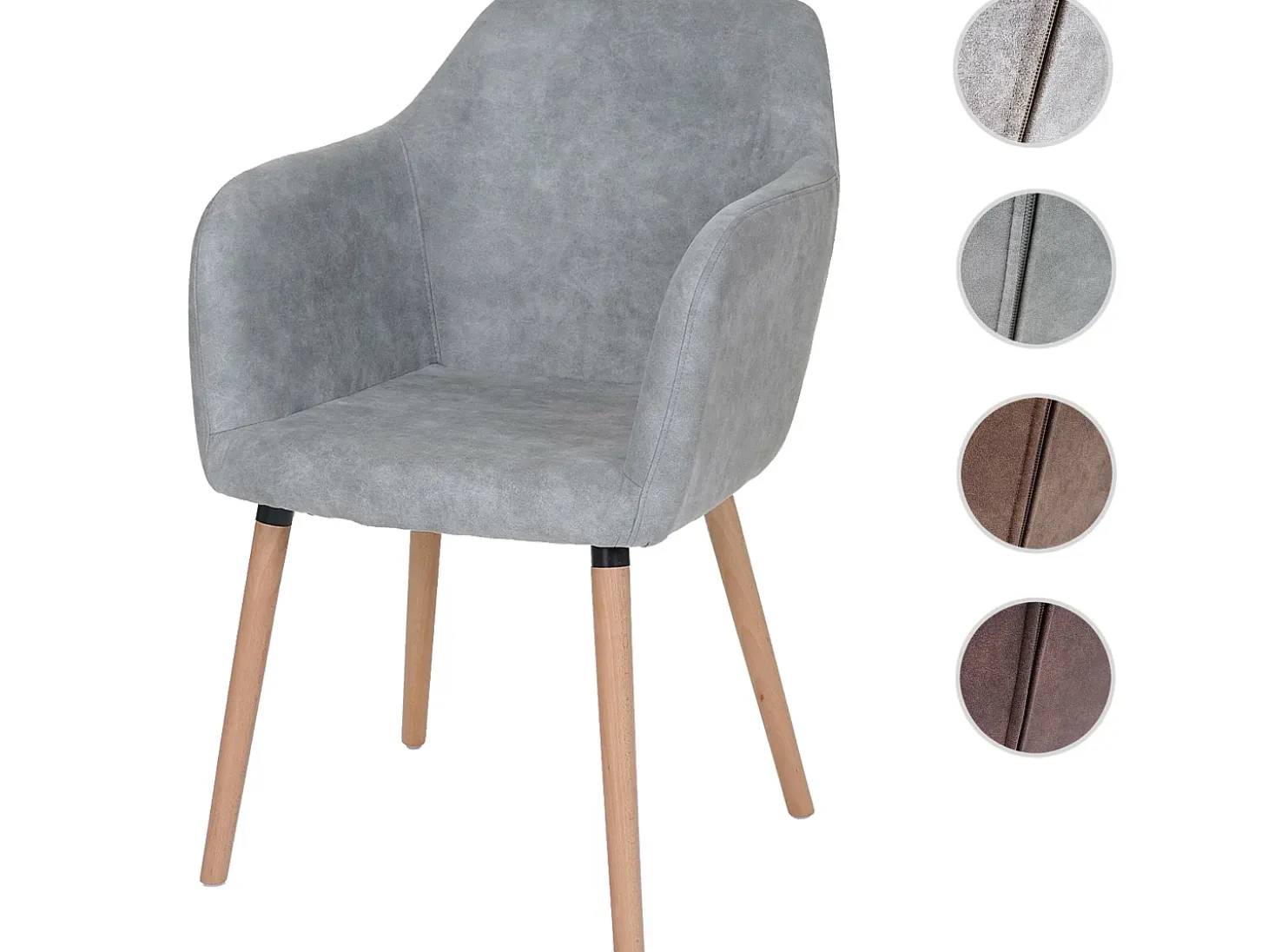 Silla de comedor Vaasa T381, textil, vintage gris hormigón, patas claras
