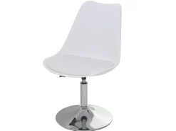 Silla de comedor Vaasa T501 (juego de 6), blanco, base cromada
