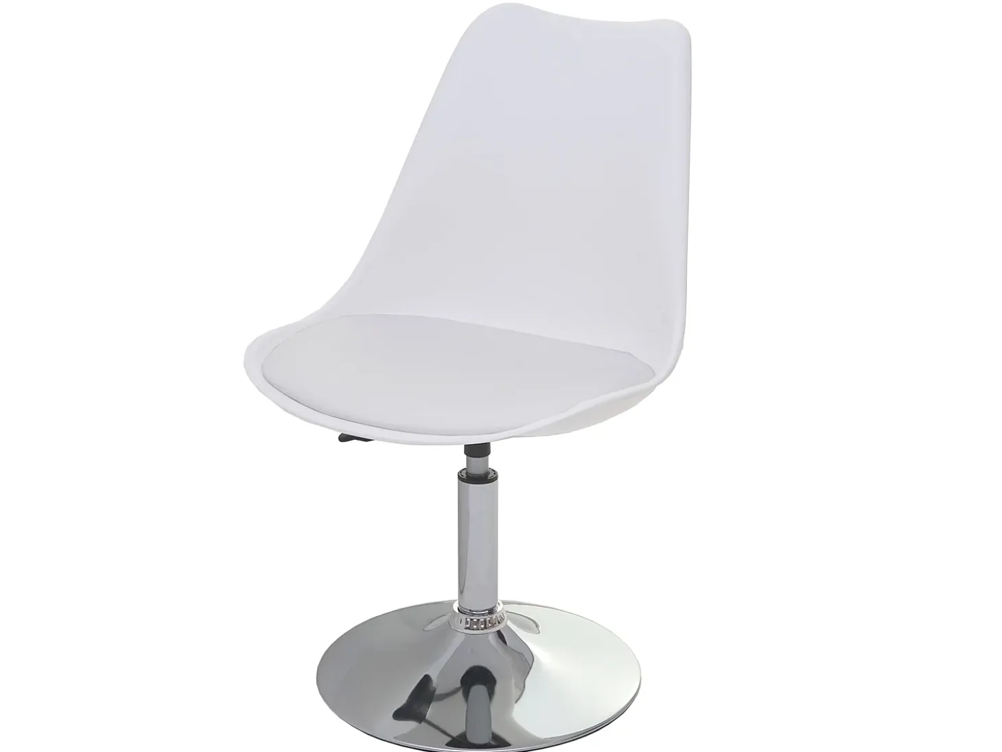 Silla de comedor Vaasa T501 (juego de 6), blanco, base cromada
