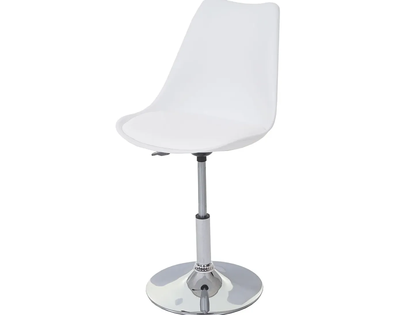 Silla de comedor Vaasa T501 (juego de 6), blanco, base cromada