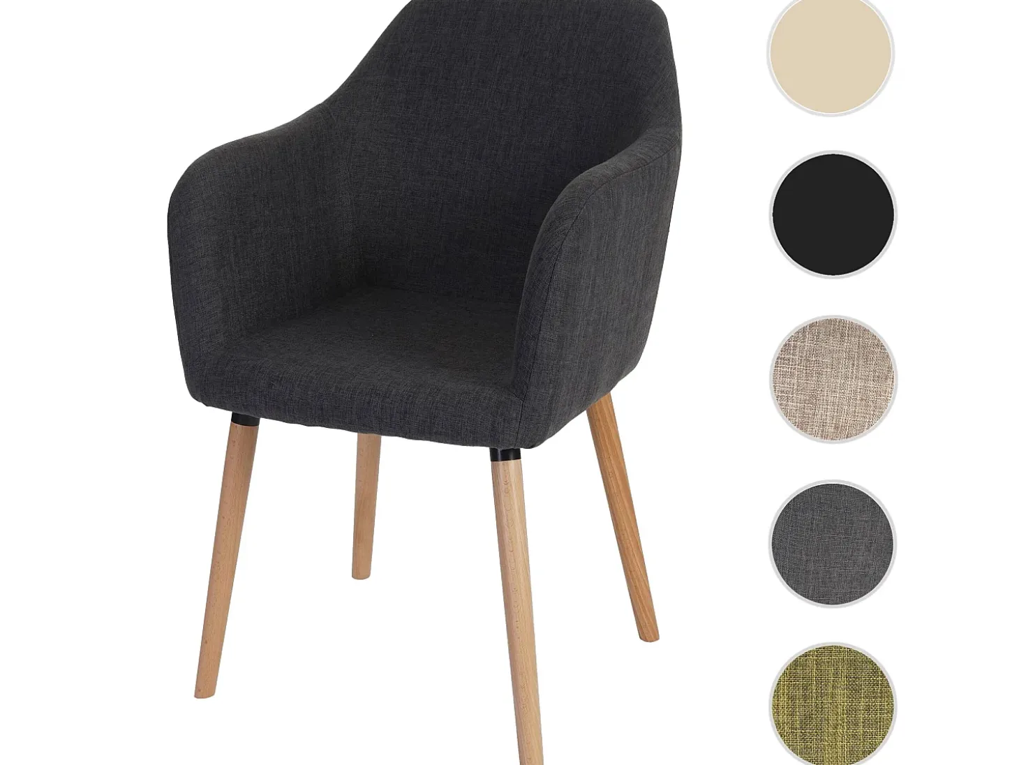Silla de comedor Vaasa T381, textil, gris, patas claras