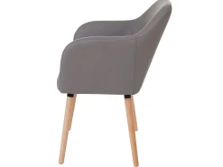 Silla de comedor Vaasa T381, polipiel, gris topo, patas claras