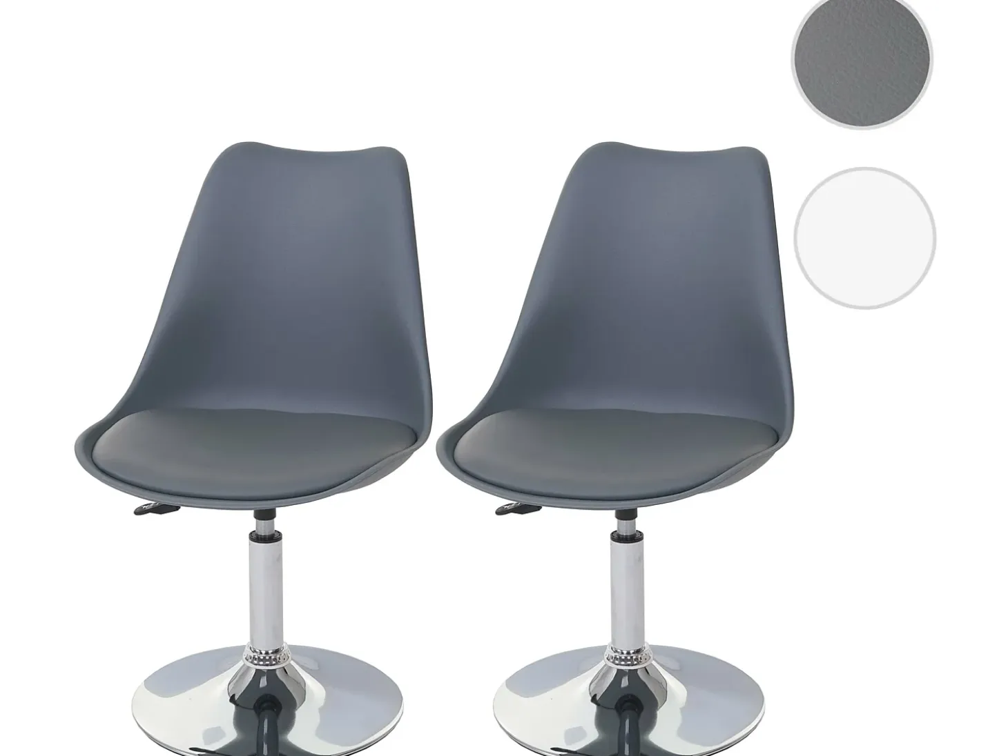 Silla de comedor Vaasa T501 (set de 2), gris oscuro, base cromada