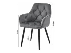 Silla de comedor Valora LUKK – Terciopelo negro con patas negras x1