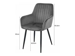 Silla de comedor Valora SELO – Terciopelo gris plateado con patas negras x1