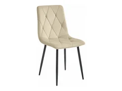 Silla de comedor Valora TYRA, terciopelo beige claro, patas negras (x4)