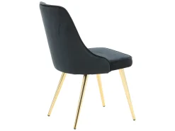Silla de comedor VelvetDeluxe en terciopelo negro, decoración en latón.