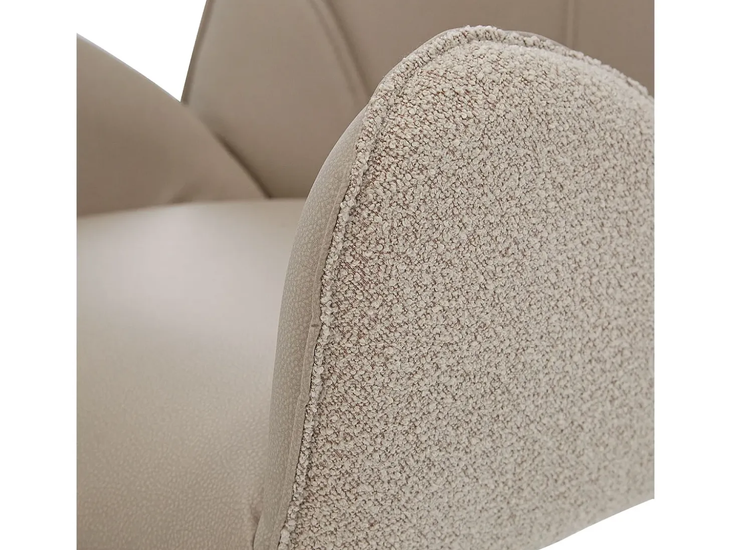 Silla de comedor 60x90x59 cm Beige Moderno Silla Egg Tapizado Bouclé Cuero