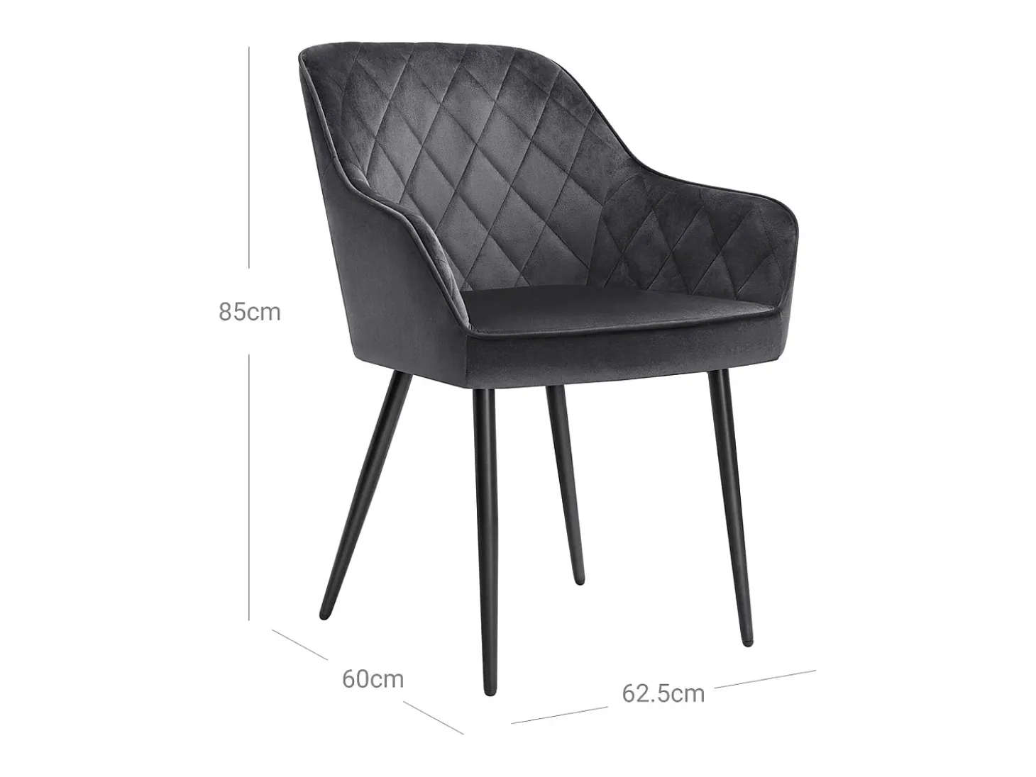 Silla de comedor 62.5x60x85 cm gris