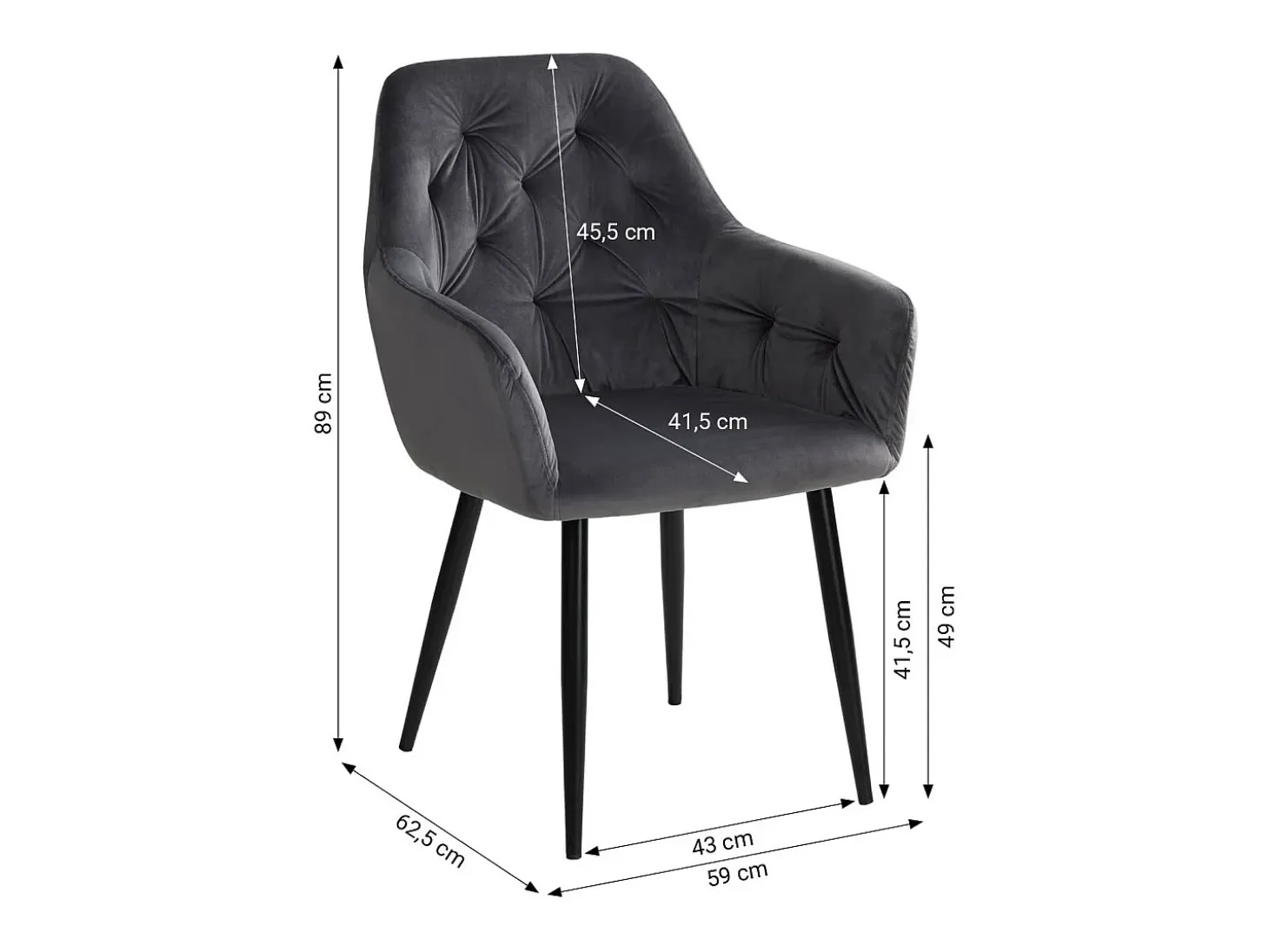 Silla de comedor 59x89x62.5 cm gris Eames