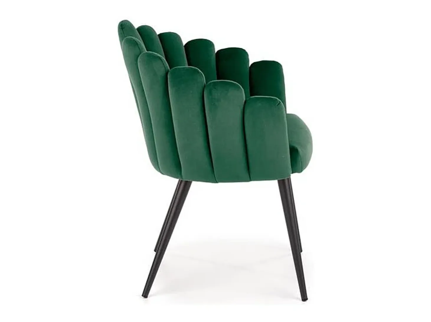 Silla de concha de terciopelo verde Amboise