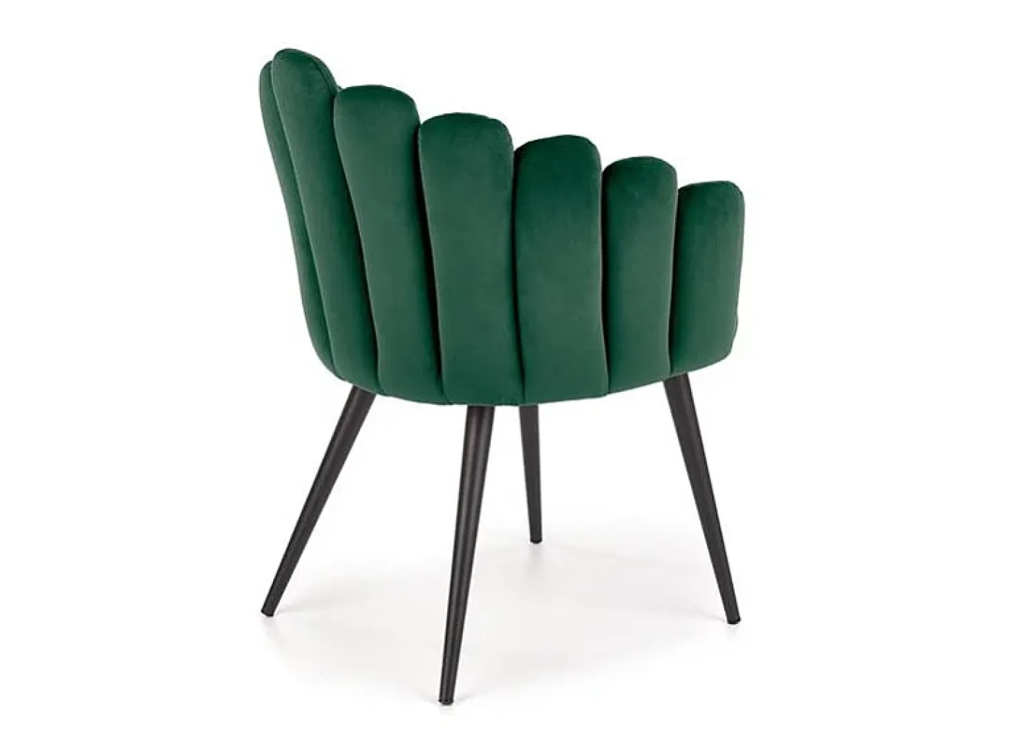 Silla de concha de terciopelo verde Amboise