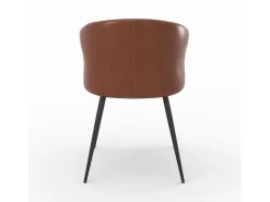 Silla de cuero de búfalo marrón y patas de metal negro - Anatole