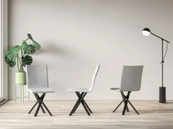 Silla de diseño Artemis en piel sintética con patas entrelazadas antracita-Color Gris antracita