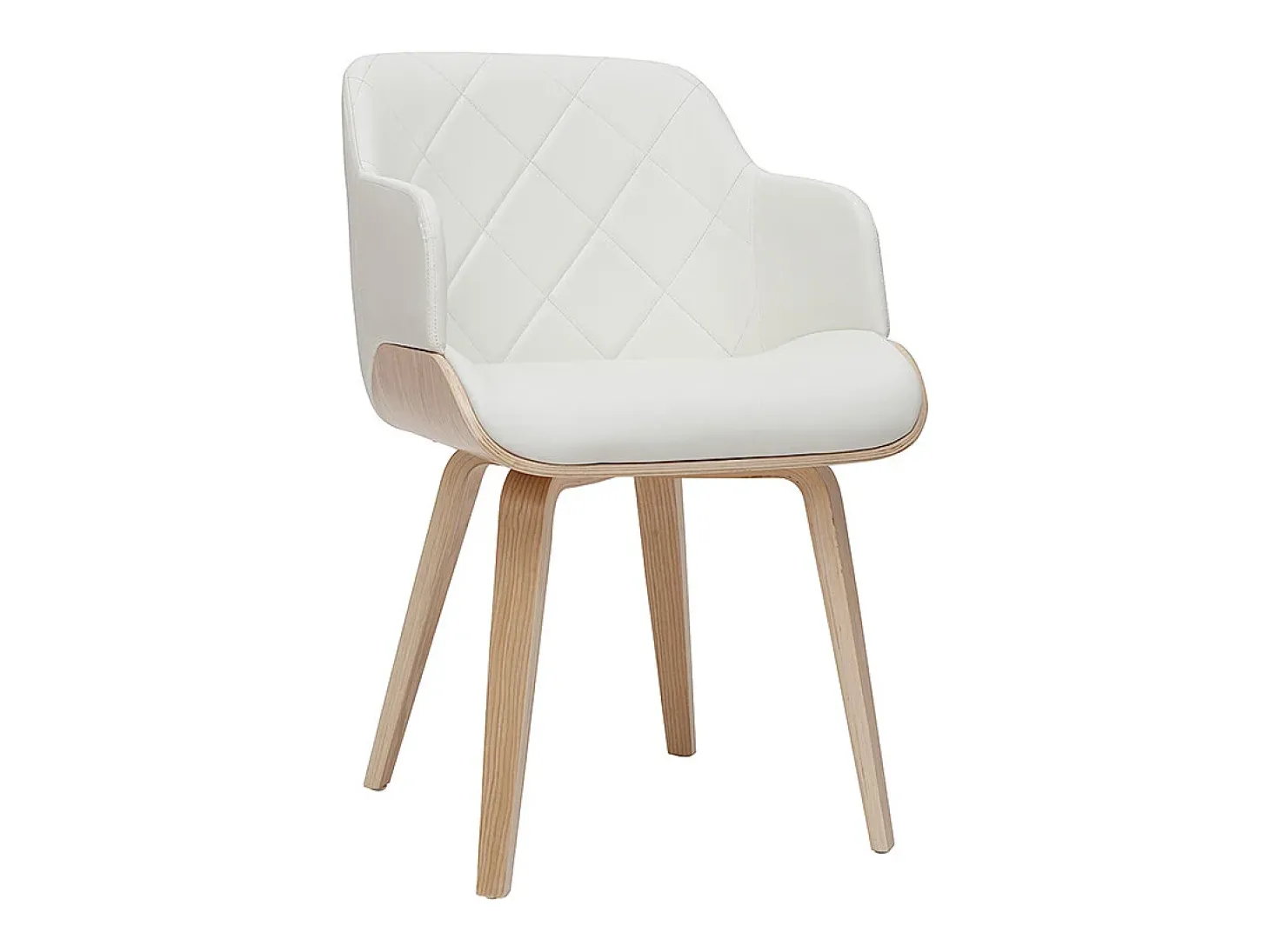 Silla de diseño blanca y de madera clara LUCIEN